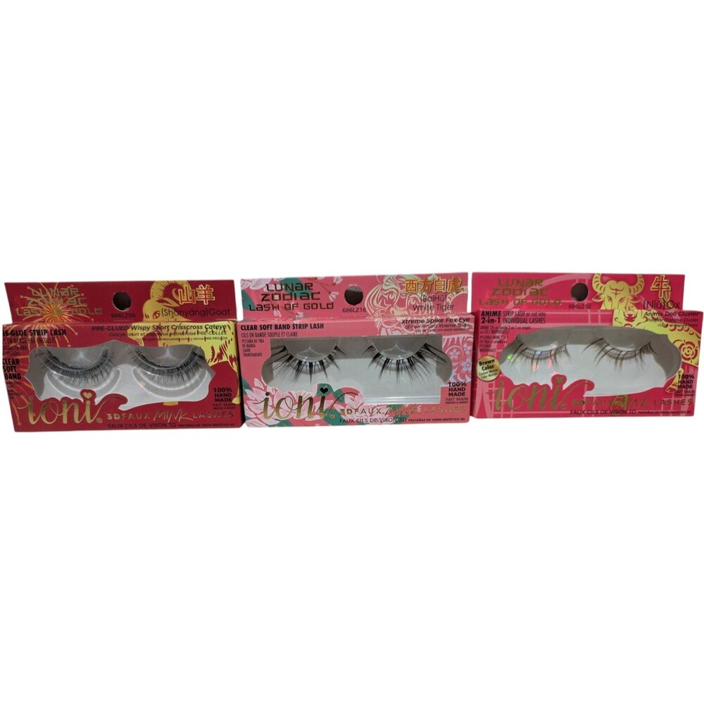 Ioni 3D Faux Mink Lashes Lot of 3 – Lunar Zodiac Lash Bundle Assorted Styles